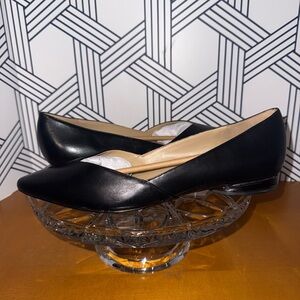 Naturalizer Black Pointed-Toe Leather Flats